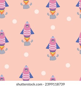 Diseño de patrones de cohetes kawaii
