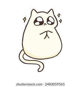 cute kawaii sad cat clipart illustration