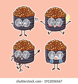 Cute and Kawaii Salmon Roe Sushi Character Illustration