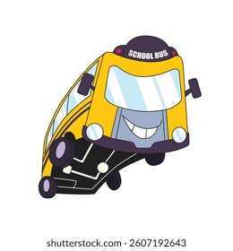 Cute kawaii school bus illustration for kids and education theme, perfect for learning materials