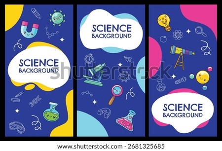 Cute kawaii science element template background
