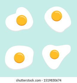 cute and kawaii scrambled egg or fried egg  flat design vector illustration. Funny padlock character with smiling human emoji, cartoon isolated on color background. Cute and funny mascots