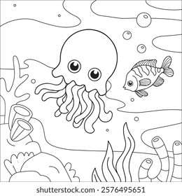 cute kawaii sea animal cartoon octopus coloring pages for every age 