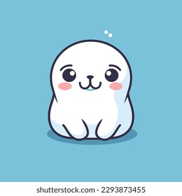 Cute kawaii seal chibi  mascot vector cartoon style