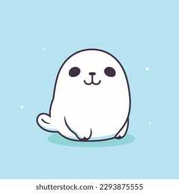 Cute kawaii seal chibi  mascot vector cartoon style