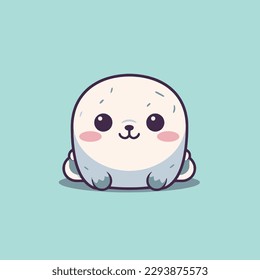 Cute kawaii seal chibi  mascot vector cartoon style