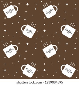 Cute or Kawaii seamless background. There are cup of coffee for drinks concept.
