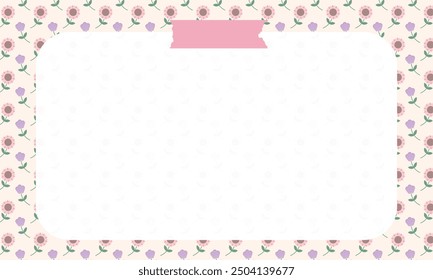 Cute kawaii seamless pastel floral flower pattern notepad background