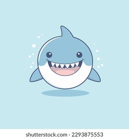 Cute kawaii shark chibi  mascot vector cartoon style