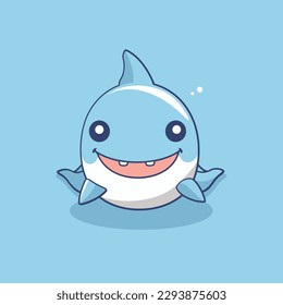 Cute kawaii shark chibi  mascot vector cartoon style
