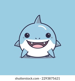 Cute kawaii shark chibi  mascot vector cartoon style