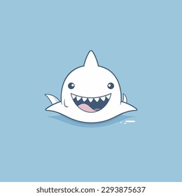 Cute kawaii shark chibi  mascot vector cartoon style
