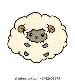 cute kawaii sheep cartoon illustration