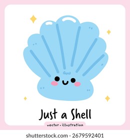 Cute Kawaii Shell Summer Vector illustration