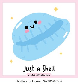 Cute Kawaii Shell Summer Vector illustration