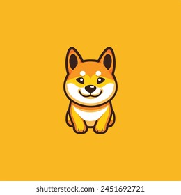 cute kawaii shiba inu dog animal pet vector illustration template design