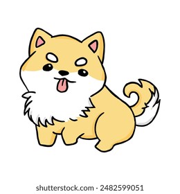 Kawaii lindo Shiba Inu perro ilustración