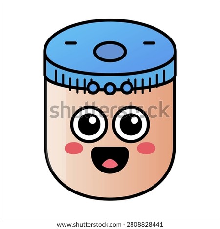 Cute kawaii smart speaker cartoon character on white background