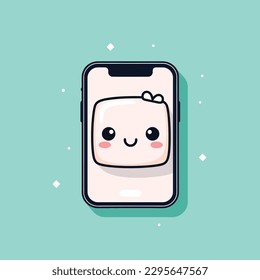 Cute kawaii smartphone chibi mascot vector cartoon style
