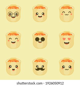 Cute and kawaii smiling funny cute chinese Dim sum.Vector modern flat style cartoon character illustration.Isolated on color background.Dim sum, asian,chinese food concept