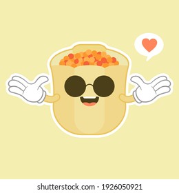 Cute and kawaii smiling funny cute chinese Dim sum.Vector modern flat style cartoon character illustration.Isolated on color background.Dim sum, asian,chinese food concept