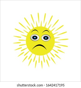 Cute kawaii smiling sun isolated on white background. Vector