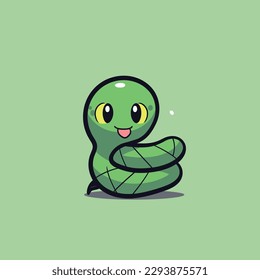 Cute kawaii snake chibi mascot vector cartoon style