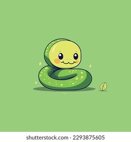 Cute kawaii snake chibi mascot vector cartoon style