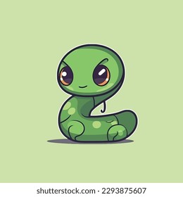 Cute kawaii snake chibi mascot vector cartoon style