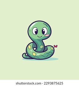 Cute kawaii snake chibi mascot vector cartoon style