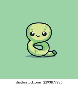 Cute kawaii snake chibi mascot vector cartoon style