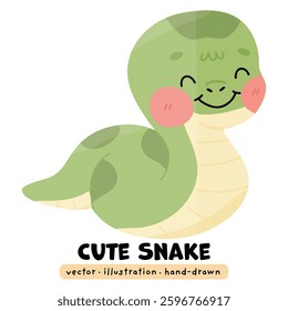 Cute Kawaii Snake, Hand drawn, Anaconda