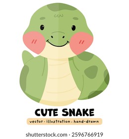 Cute Kawaii Snake, Hand drawn, Anaconda