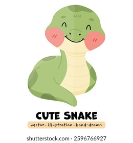 Cute Kawaii Snake, Hand drawn, Anaconda