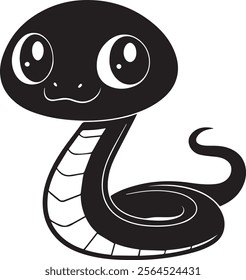 A cute kawaii Snake silhouette vector and illustration design