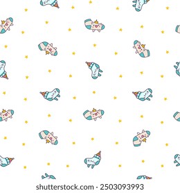 Cute kawaii socks cartoon character with different textures. Seamless pattern. Hand drawn style. Vector drawing. Design ornaments.
