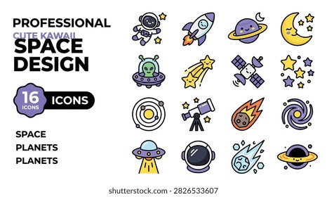 Cute Kawaii Space Icons