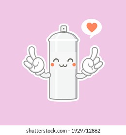 cute and kawaii spray paint cartoon character. spray paint character with happy expression in flat style. can use for mascot, emoji, emoticon, logo