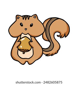 cute kawaii squirrel cartoon illustration