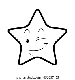 Cute Kawaii Star Face Emoticon Character Stock Vector (Royalty Free ...