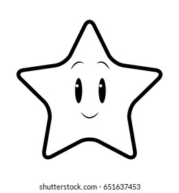 Cute Kawaii Star Face Emoticon Character Stock Vector (Royalty Free ...