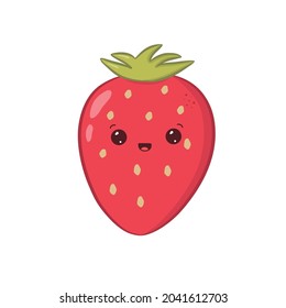 Cute Kawaii Strawberry Isolated On White Stock Vector (Royalty Free ...