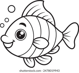 cute kawaii style, Cute and Adorable Charming Fish Friends- A group of fish with cute faces, swimming in the ocean., high detail, maximalist