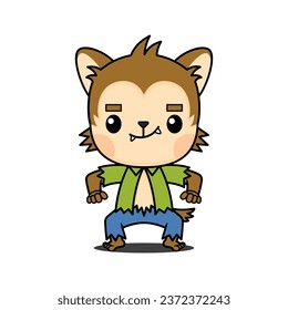 Cute and Kawaii Style Halloween Warewolf Cartoon Character