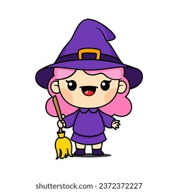 Cute And Kawaii Style Halloween Witch Girl Cartoon Character