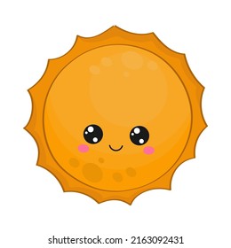 Cute kawaii Sun Vector illustration of a planet. Picture of planet for kids, baby book, fairy tales, covers, baby shower invitation, textile t-shirt.
 svg