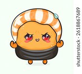 A cute, kawaii Sushi character with expressive eyes and a playful, orange-toned design.