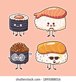 Cute and Kawaii Sushi Character Illustration