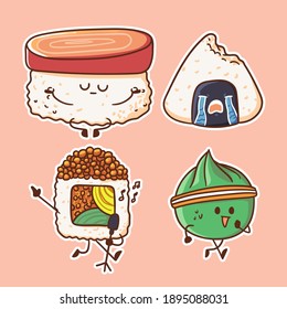 Cute and Kawaii Sushi Character Illustration