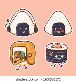 Cute and Kawaii Sushi Character Illustration